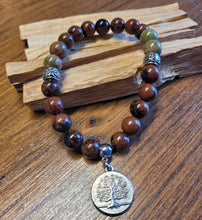 Charger l'image dans la galerie, Bracelet Pierres Semi-Précieuses pour elle-Obsidienne acajou & Unakite