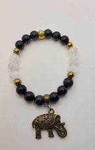 Charger l&#39;image dans la galerie, Bracelet Pierres semi précieuses pour elle-Obsidienne Noire &amp; Sélénite
