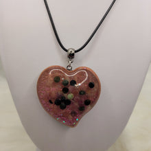 Charger l'image dans la galerie, Pendentif cœur-Tourmaline multicolore & Quartz Rose