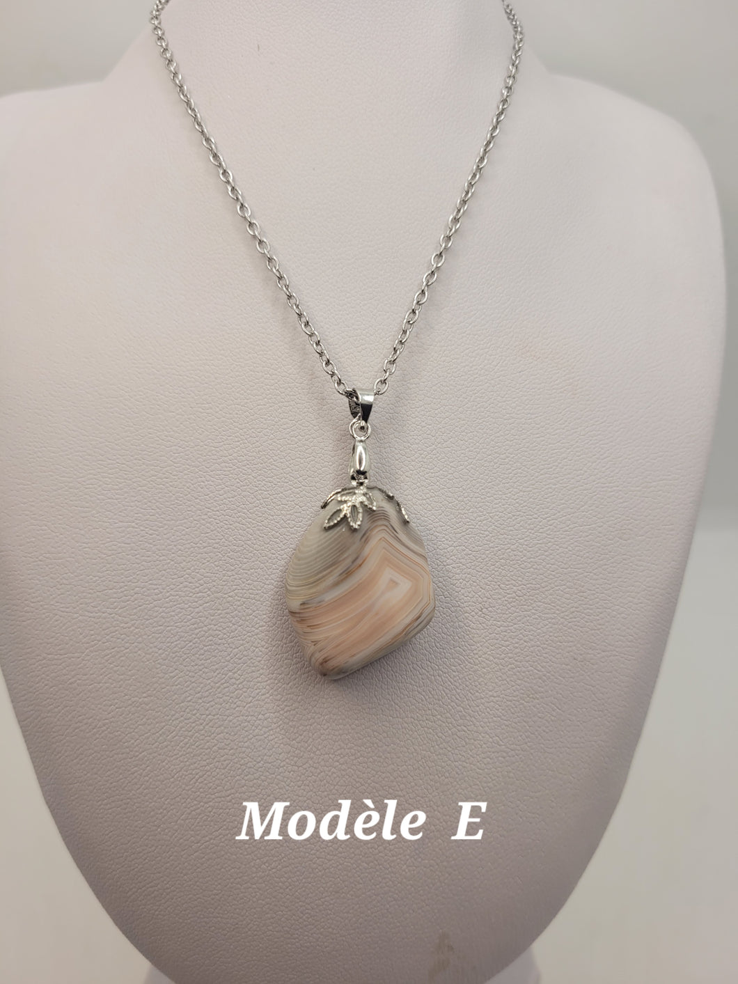 Chaîne avec pierre Semi-Précieuse-Agate de Botswana