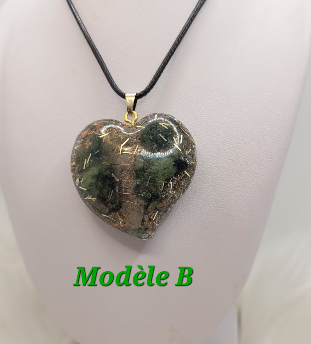 Pendentif Orgonite Coeur-Lodolite