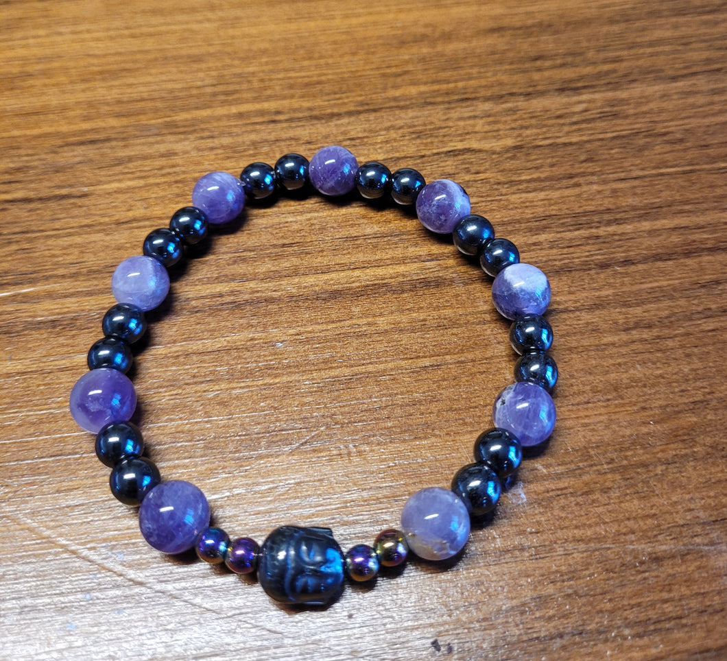 Bracelet Pierres Semi-Précieuses pour elle-Améthyste & Hématite