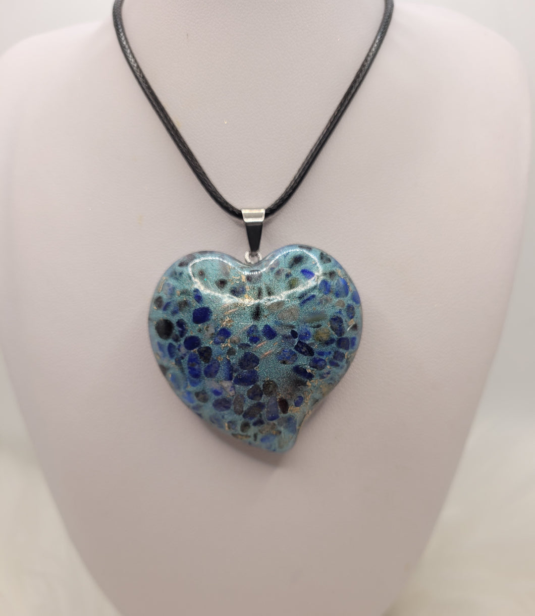 Pendentif Orgonite Coeur-Lapis Lazuli & Grenat