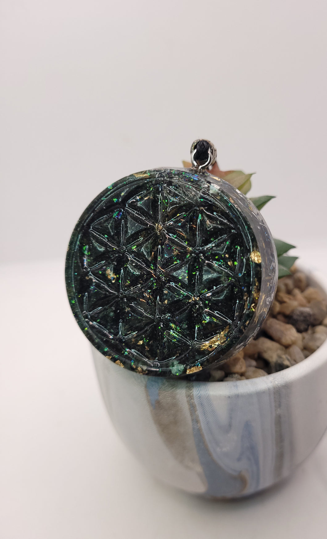 Symbole Fleur de vie  - Malachite Azurite