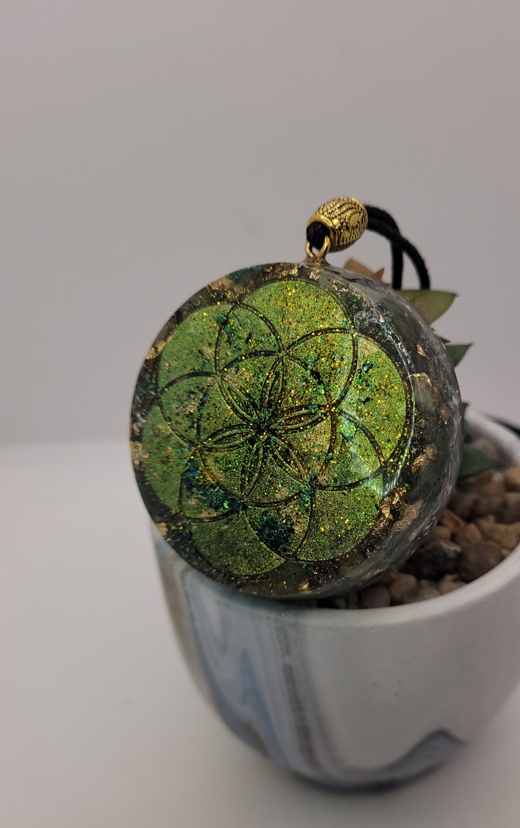 Symbole Graine de vie - Pyrite & Péridot