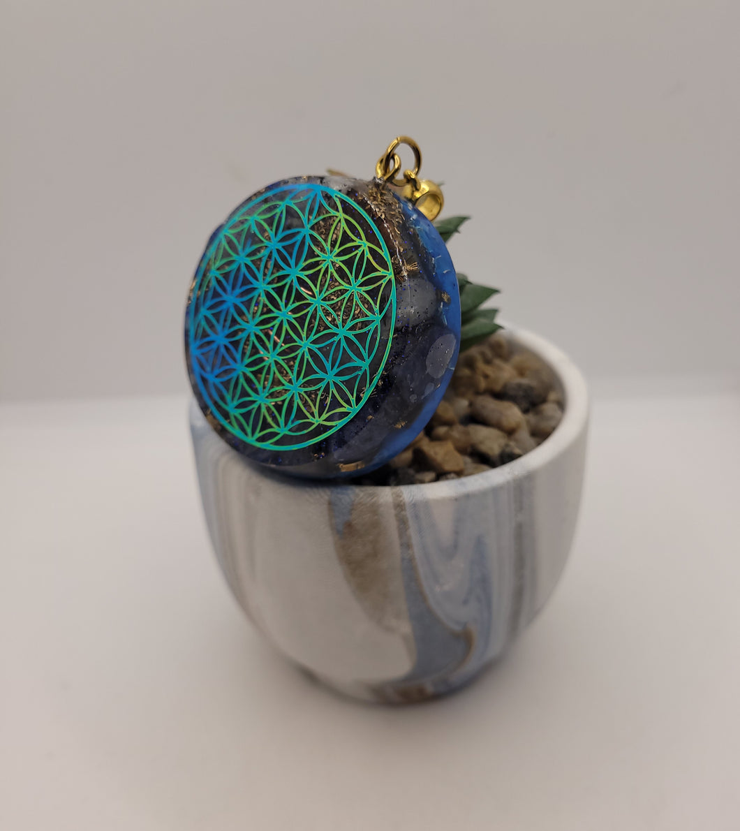 Symbole Fleur de vie -Labradorite & Sodalite