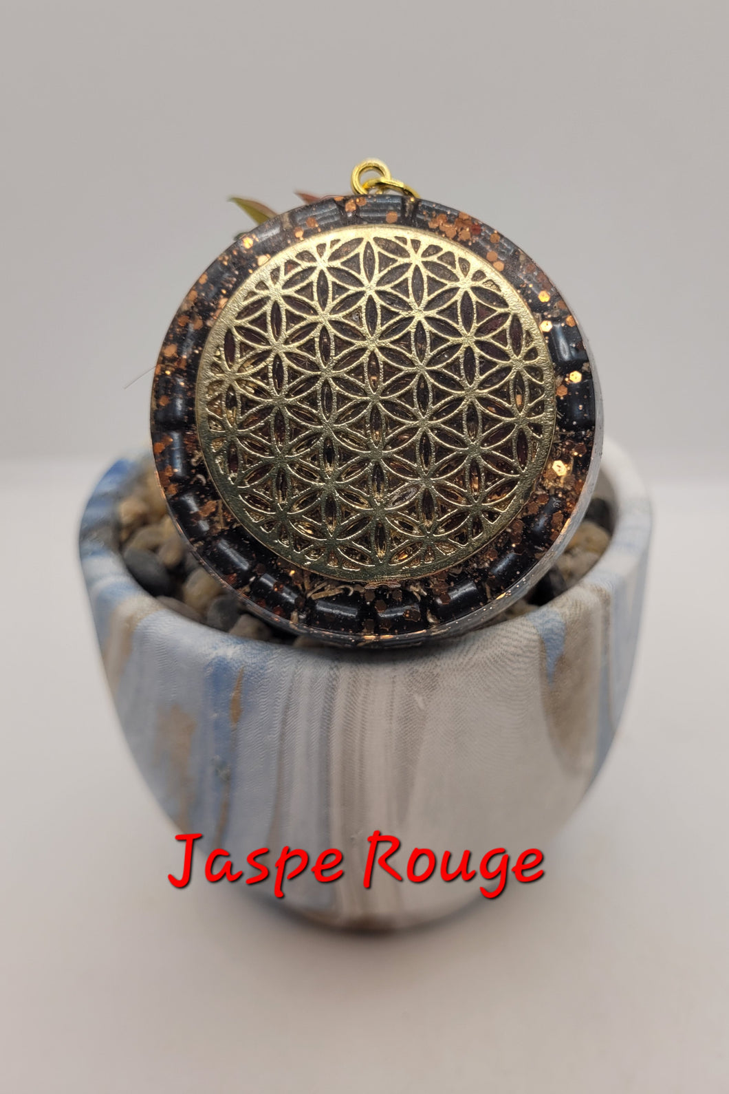 Symbole Fleur de vie-Jaspe Rouge ou Grenat