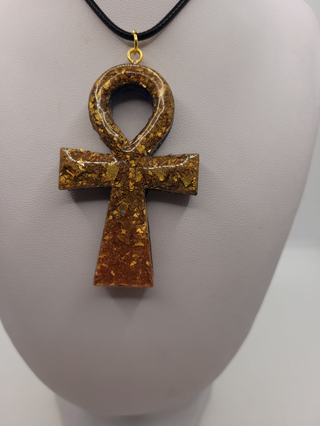 Pendentif Orgonite Croix D'ânhk-Tourmaline Noire