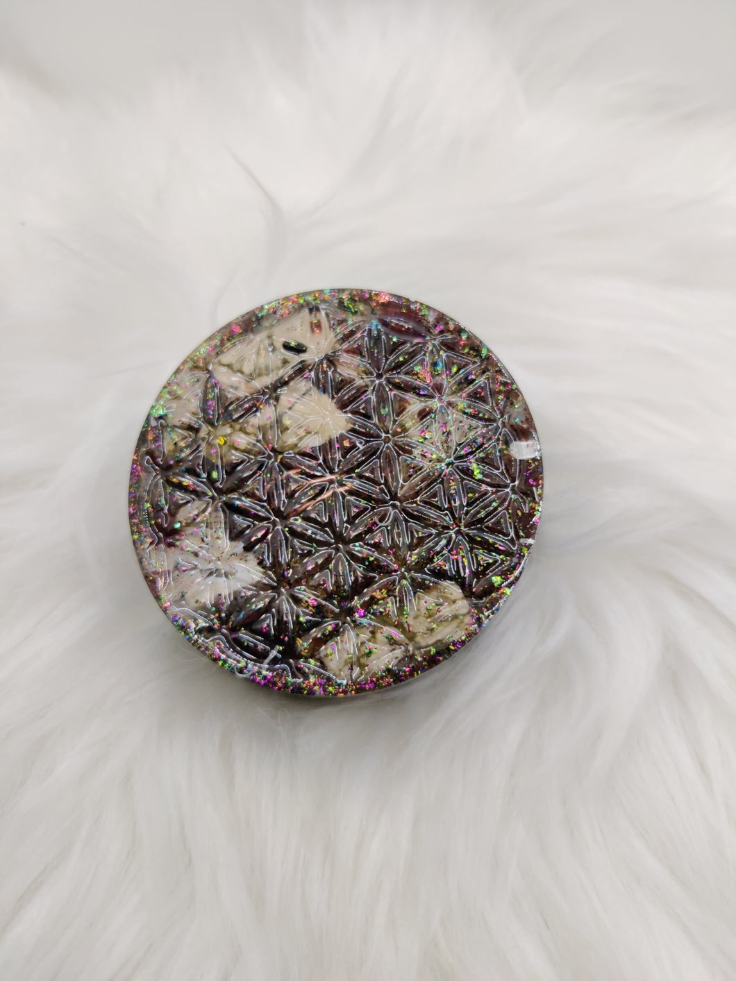 Orgonite Fleur de vie-Agate de Lyall & Grenat