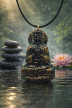 Charger l'image dans la galerie, Pendentif Orgonite Bouddha -Malachite, Grenat &amp; Tourmaline Noire

