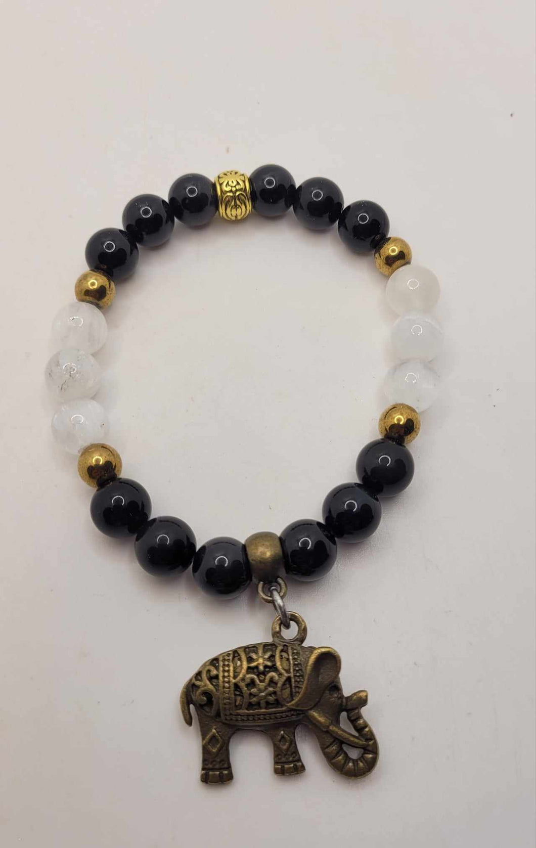 Bracelet Pierres semi précieuses pour elle-Obsidienne Noire & Sélénite