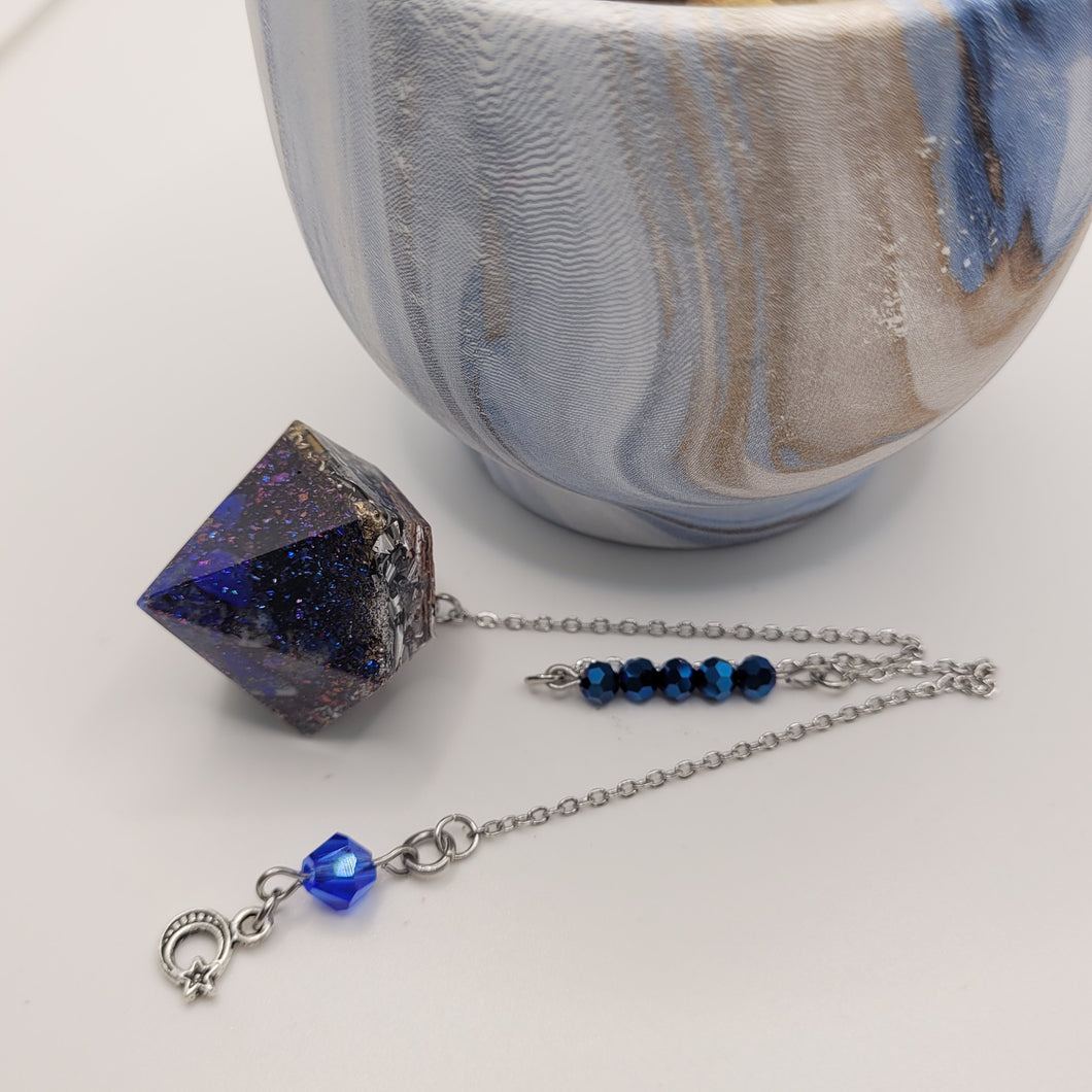 Pendule Divinatoire Orgonite Diamand -Lapis Lazuli